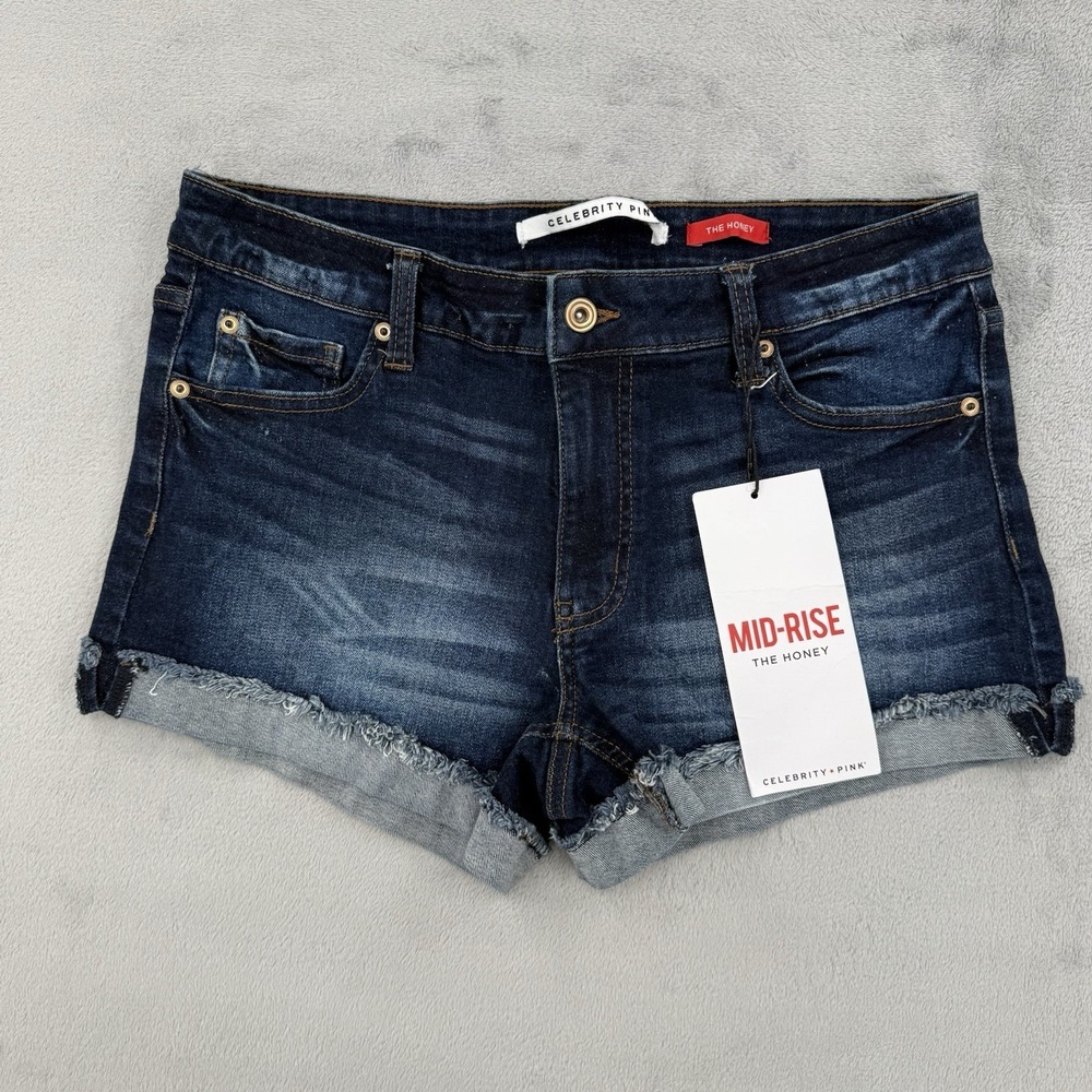 Celebrity Pink Shorts Womens Sz 9/29 Rebel Ultra High Rise Denim Frayed Hem NWT